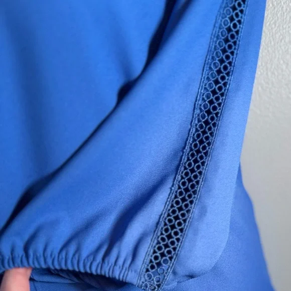 Dana Buchman Blue Blouse Crochet Trim 3/4 Sleeve XL New With Tags (flawed) - Picture 7 of 15